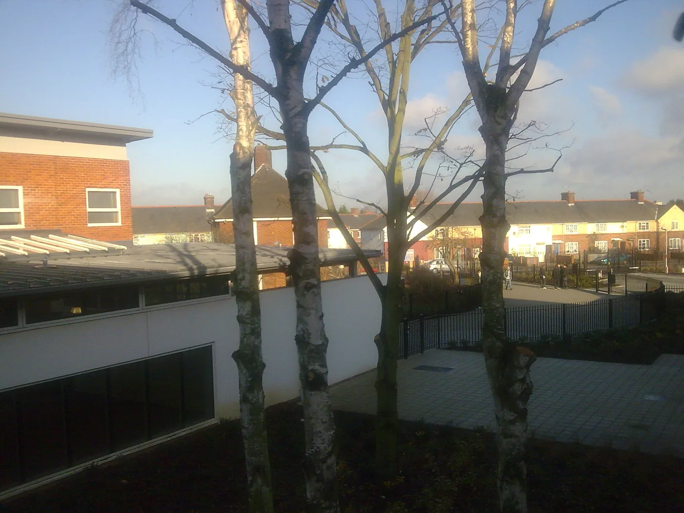 The grounds of Bishop Stopford's School, Brick Lane, Enfield, looking towards neighbouring houses
